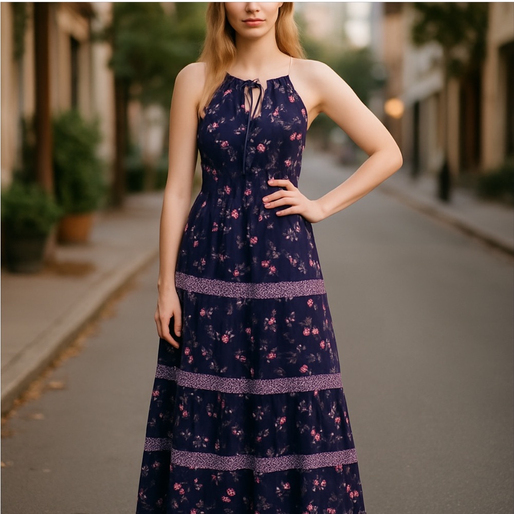 GAP Long flower print sexy bohemian tassel hippie chic flowy stripe pattern sz M